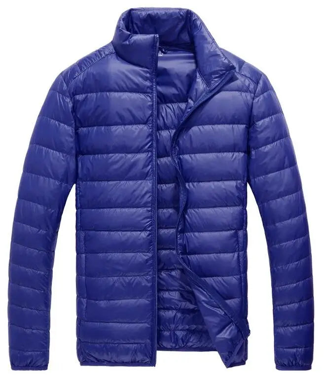 Royal Blue Hooded Parkas Men's Zipper Control Winter Jacket Fashion