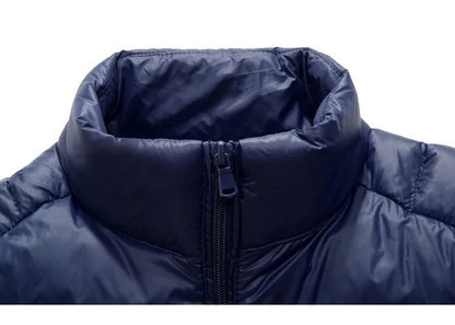 Royal Blue Hooded Parkas Men's Zipper Control Winter Jacket Fashion