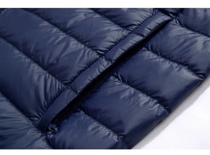 Royal Blue Hooded Parkas Men's Zipper Control Winter Jacket Fashion