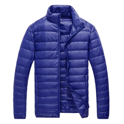 Royal Blue Hooded Parkas Men's Zipper Control Winter Jacket Fashion