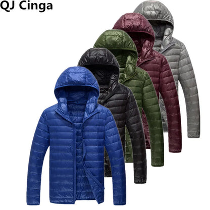 Royal Blue Hooded Parkas Men's Zipper Control Winter Jacket Fashion