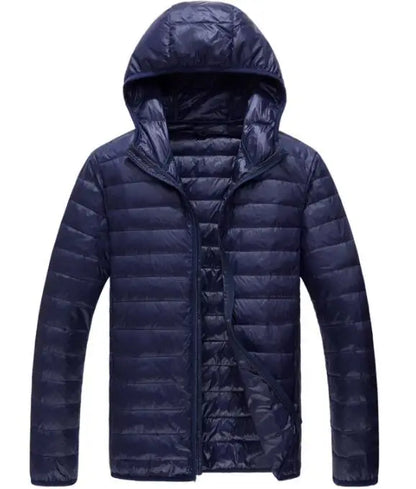 Royal Blue Hooded Parkas Men's Zipper Control Winter Jacket Fashion