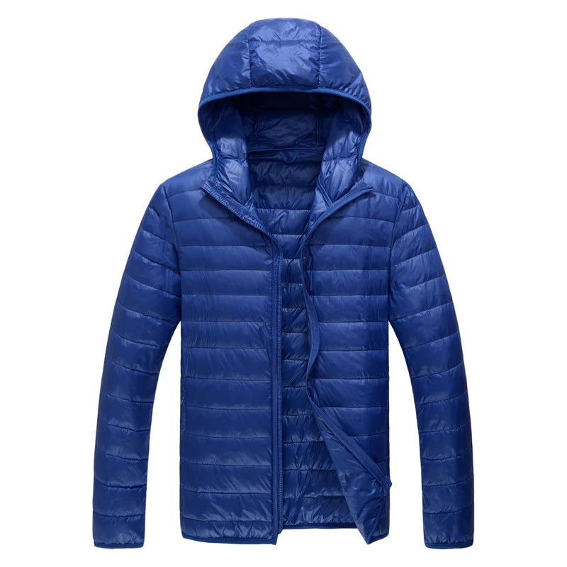 Royal Blue Hooded Parkas Men's Zipper Control Winter Jacket Fashion