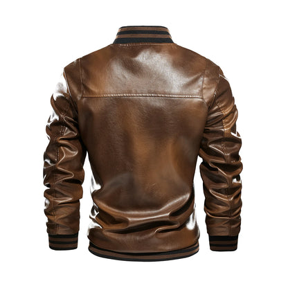 2025 Autumn Winter New Outerwear Gradient Men's Leather Jacket