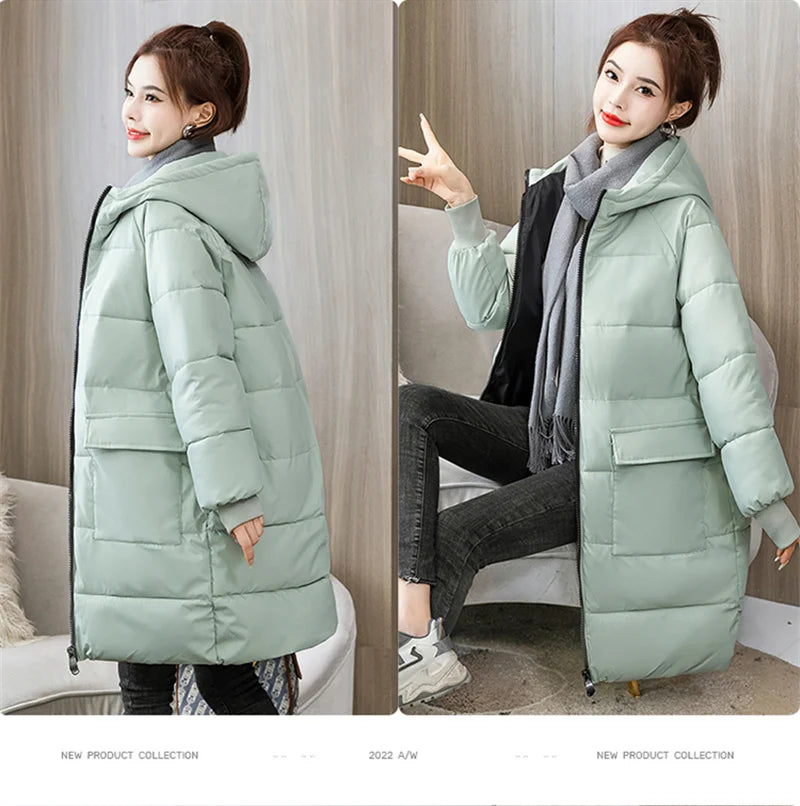 Super Large Size Winter Long Coat Women's Cotton-padded Jacket