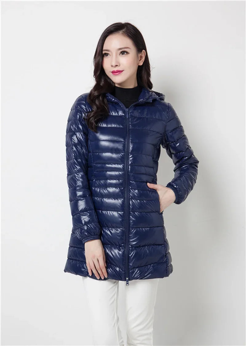 Plus Size Down Jacket 2025 New Arrivals Women Hooded Ultra Light