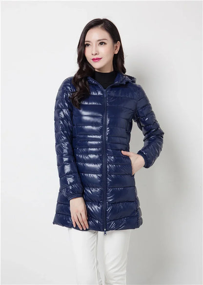 Plus Size Down Jacket 2025 New Arrivals Women Hooded Ultra Light