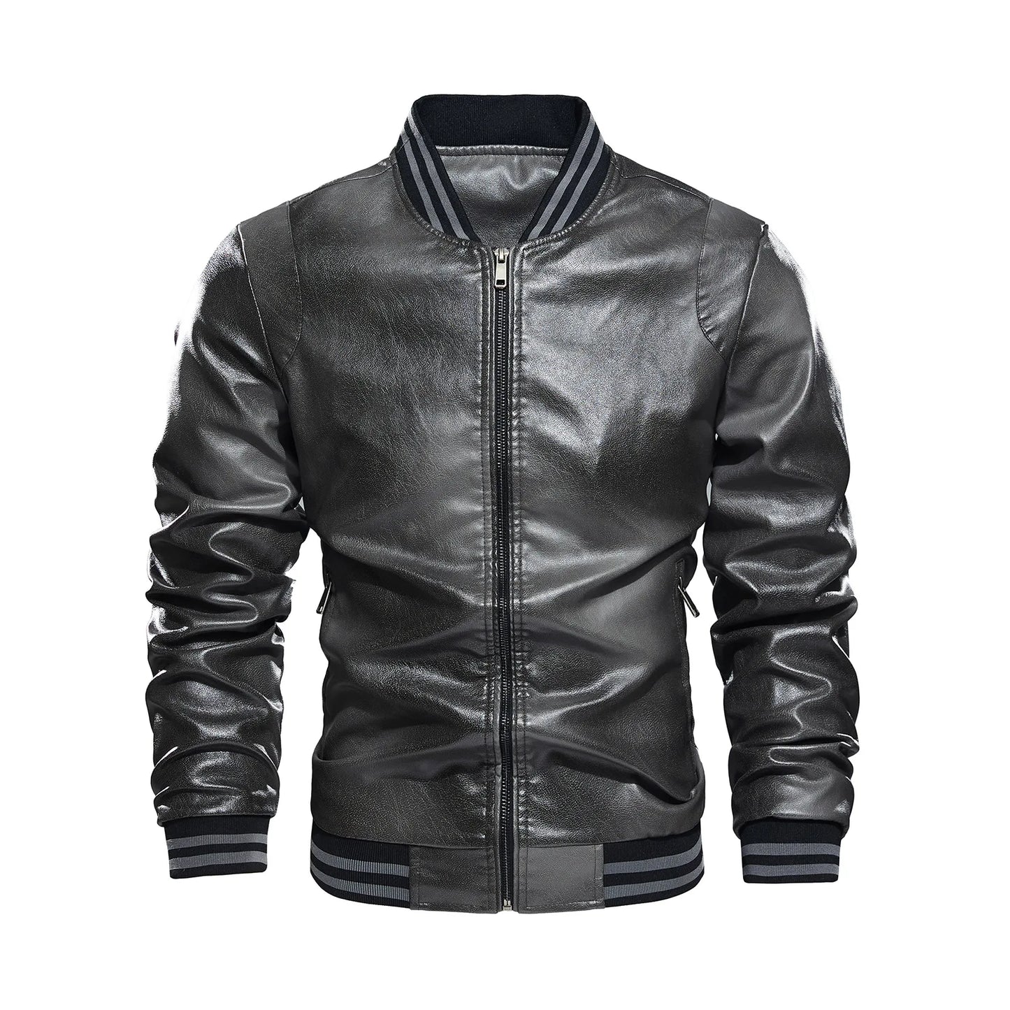 2025 Autumn Winter New Outerwear Gradient Men's Leather Jacket