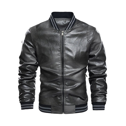 2025 Autumn Winter New Outerwear Gradient Men's Leather Jacket