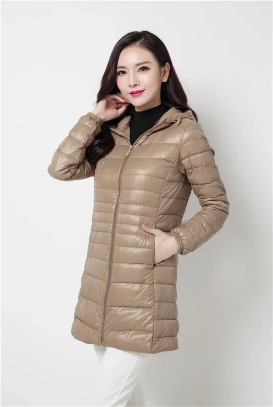 Plus Size Down Jacket 2025 New Arrivals Women Hooded Ultra Light