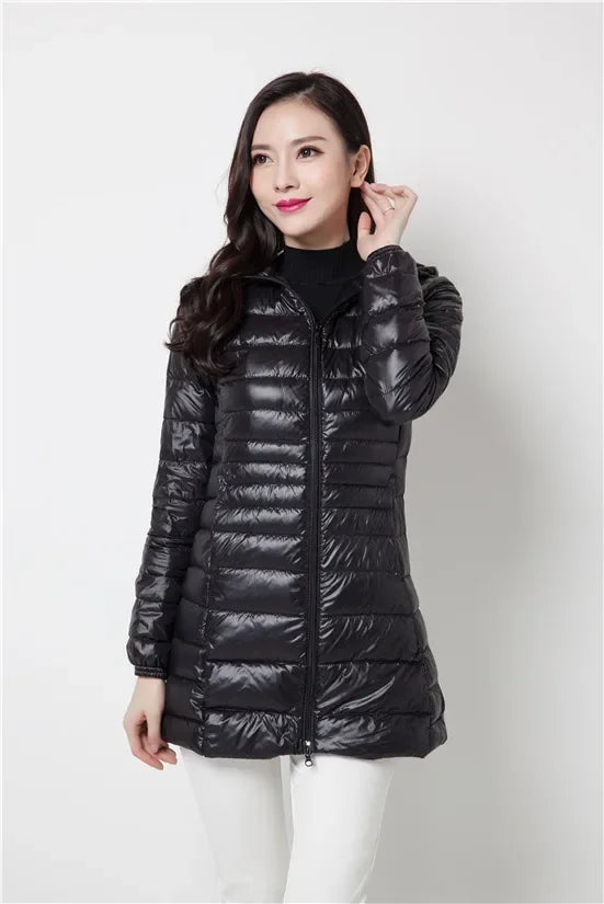 Plus Size Down Jacket 2025 New Arrivals Women Hooded Ultra Light