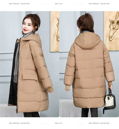 Super Large Size Winter Long Coat Women's Cotton-padded Jacket