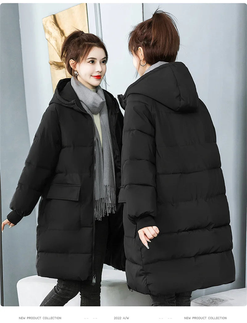 Super Large Size Winter Long Coat Women's Cotton-padded Jacket