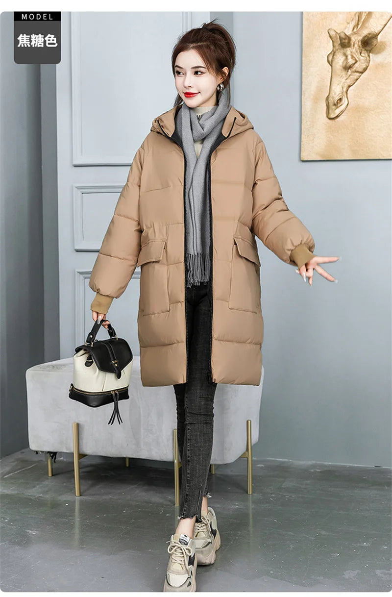 Super Large Size Winter Long Coat Women's Cotton-padded Jacket