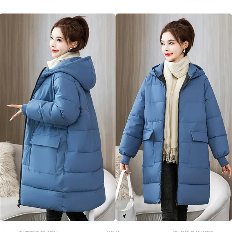 Super Large Size Winter Long Coat Women's Cotton-padded Jacket