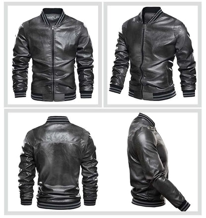 2025 Autumn Winter New Outerwear Gradient Men's Leather Jacket