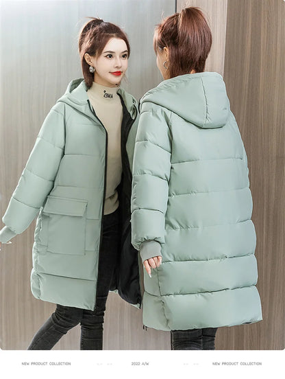 Super Large Size Winter Long Coat Women's Cotton-padded Jacket