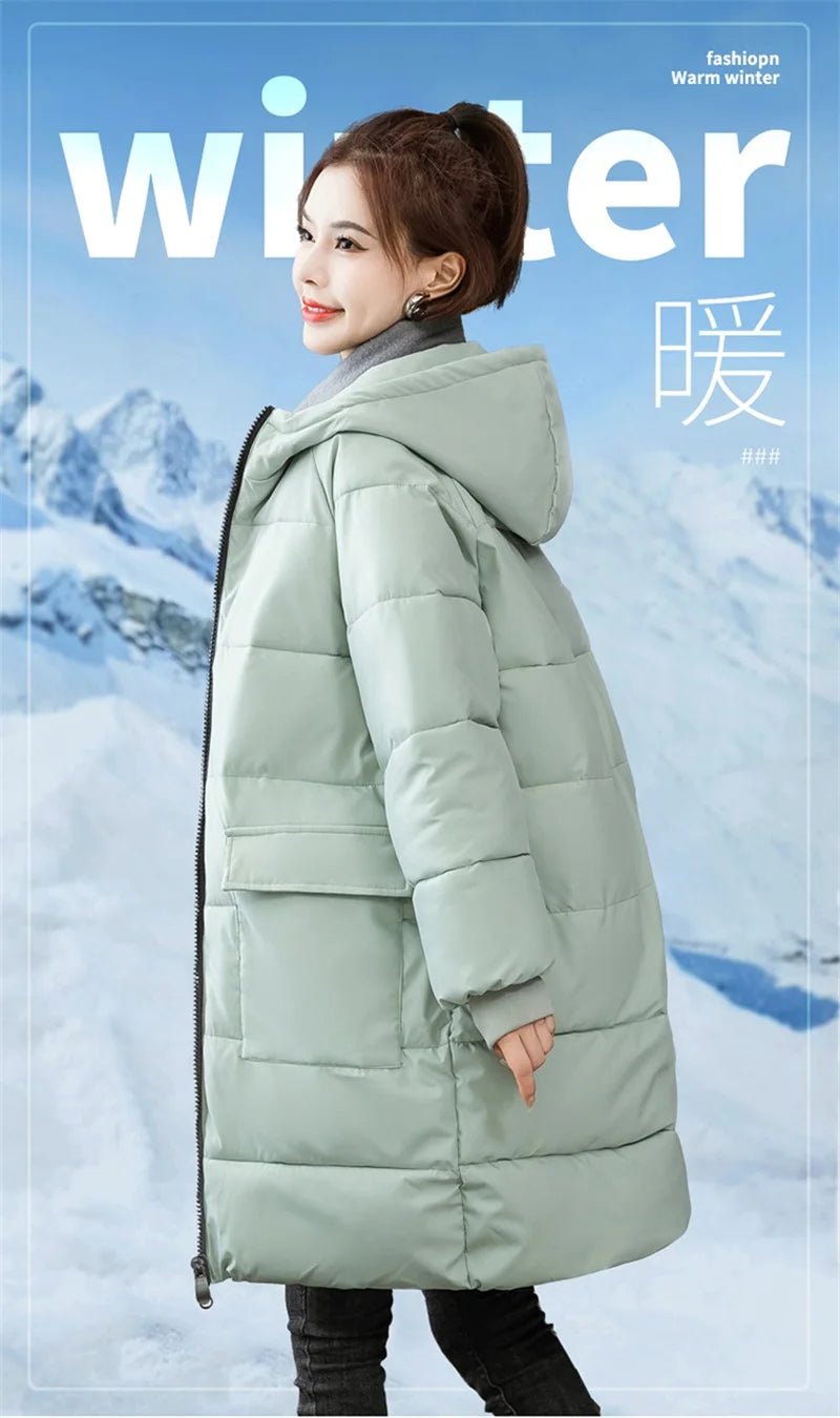 Super Large Size Winter Long Coat Women's Cotton-padded Jacket