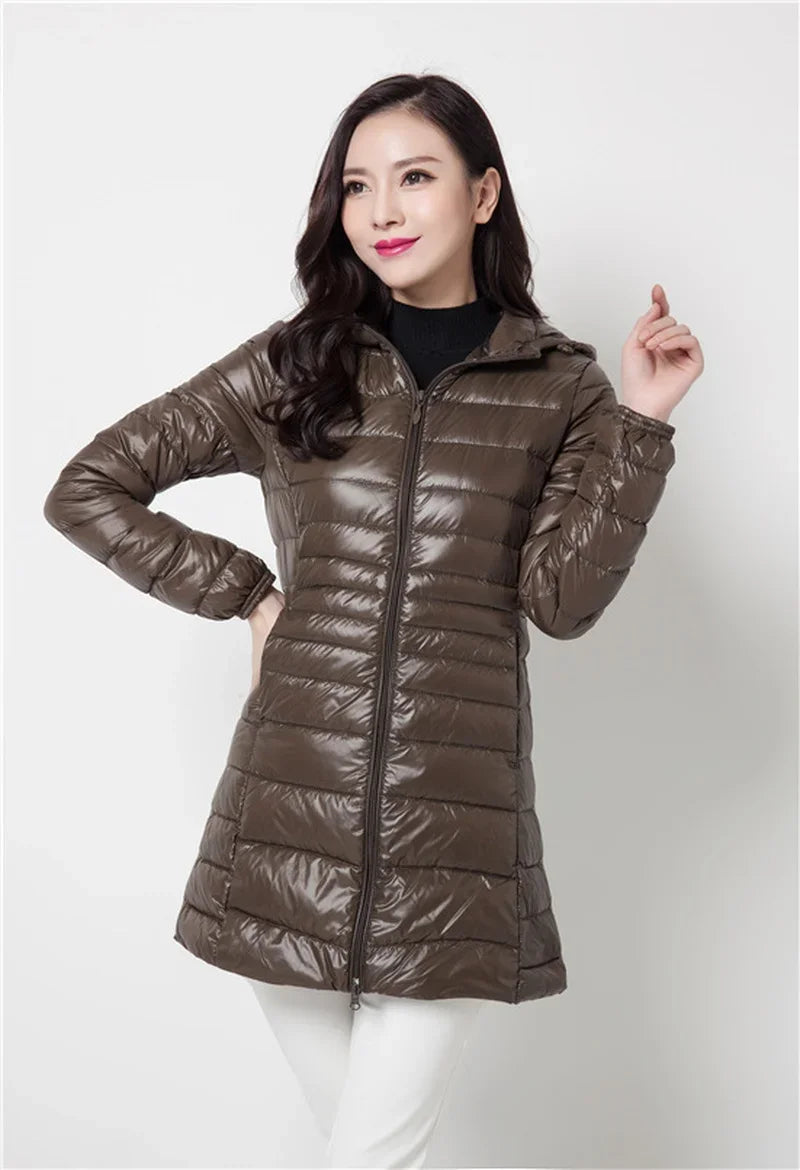 Plus Size Down Jacket 2025 New Arrivals Women Hooded Ultra Light