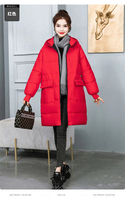 Super Large Size Winter Long Coat Women's Cotton-padded Jacket