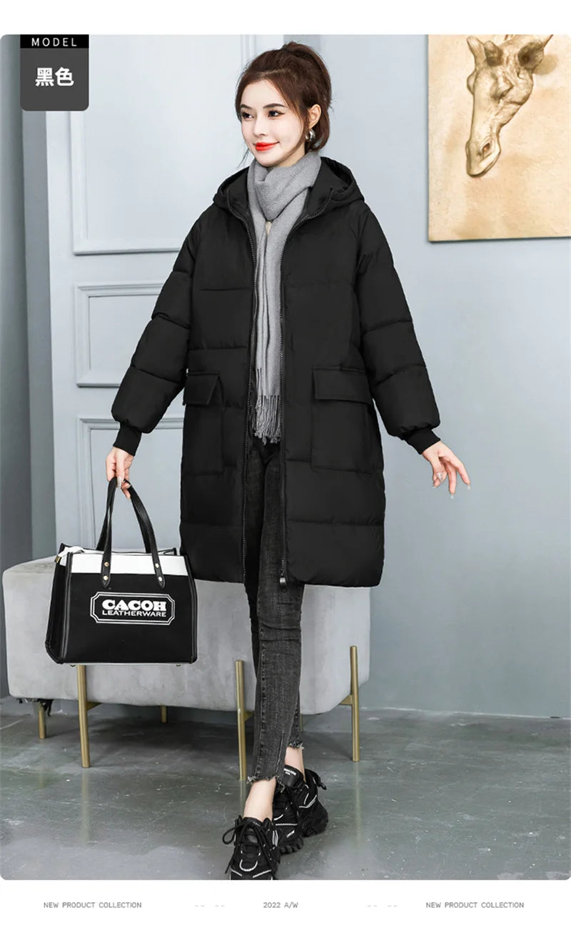 Super Large Size Winter Long Coat Women's Cotton-padded Jacket