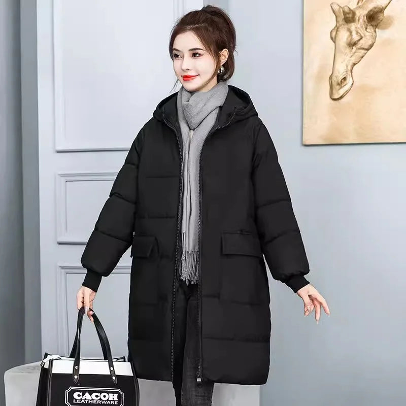 Super Large Size Winter Long Coat Women's Cotton-padded Jacket