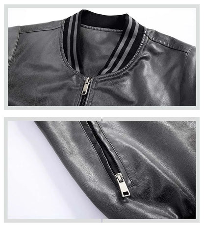 2025 Autumn Winter New Outerwear Gradient Men's Leather Jacket