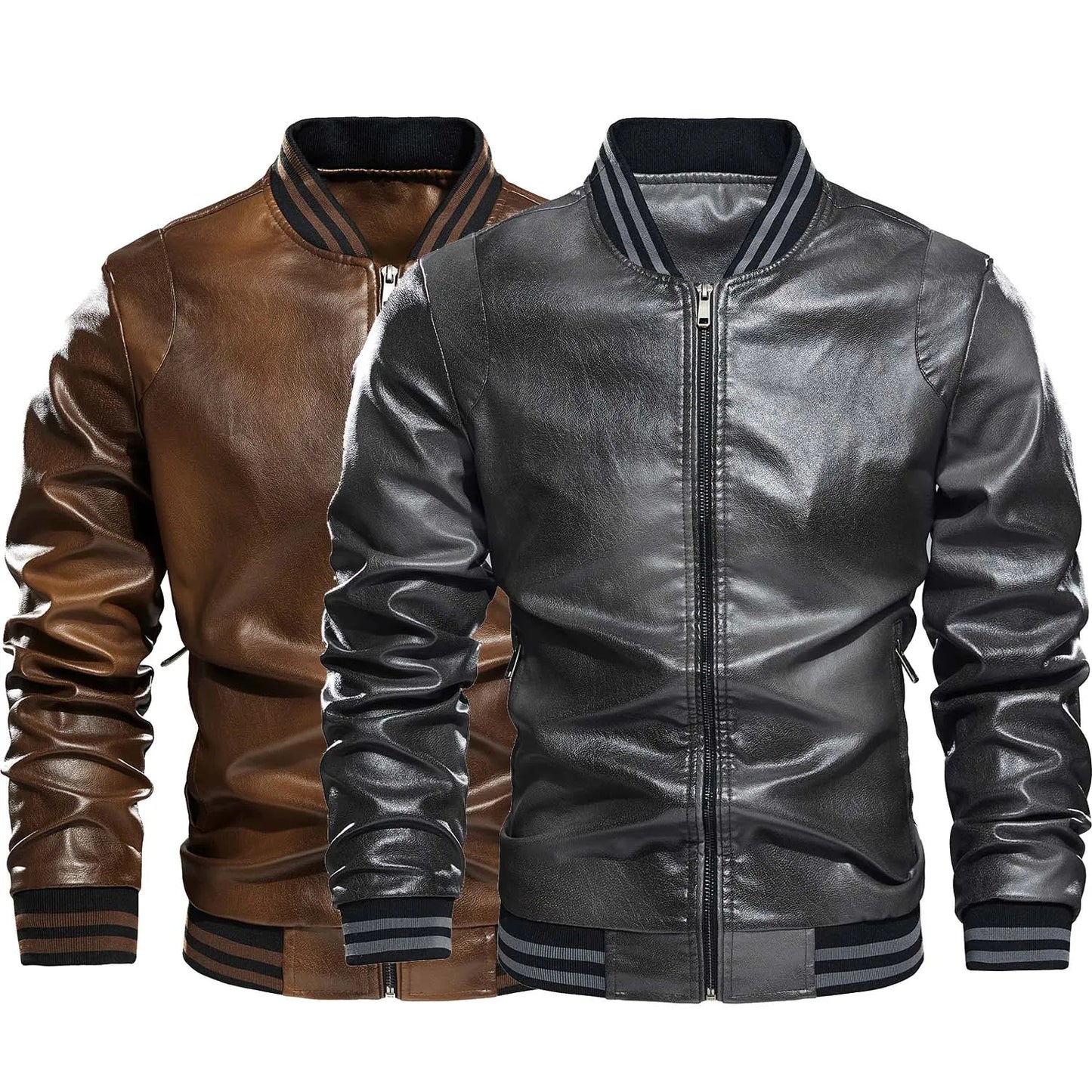 2025 Autumn Winter New Outerwear Gradient Men's Leather Jacket