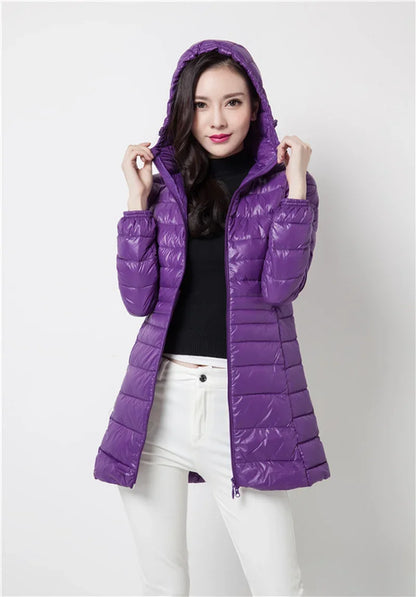 Plus Size Down Jacket 2025 New Arrivals Women Hooded Ultra Light