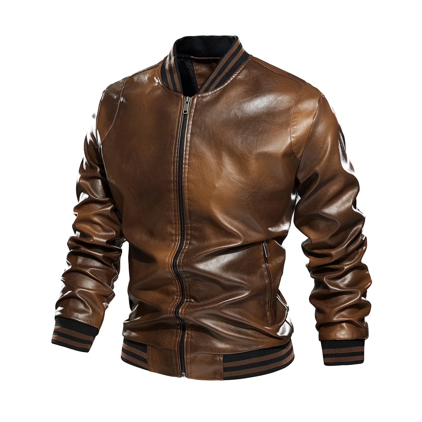 2025 Autumn Winter New Outerwear Gradient Men's Leather Jacket