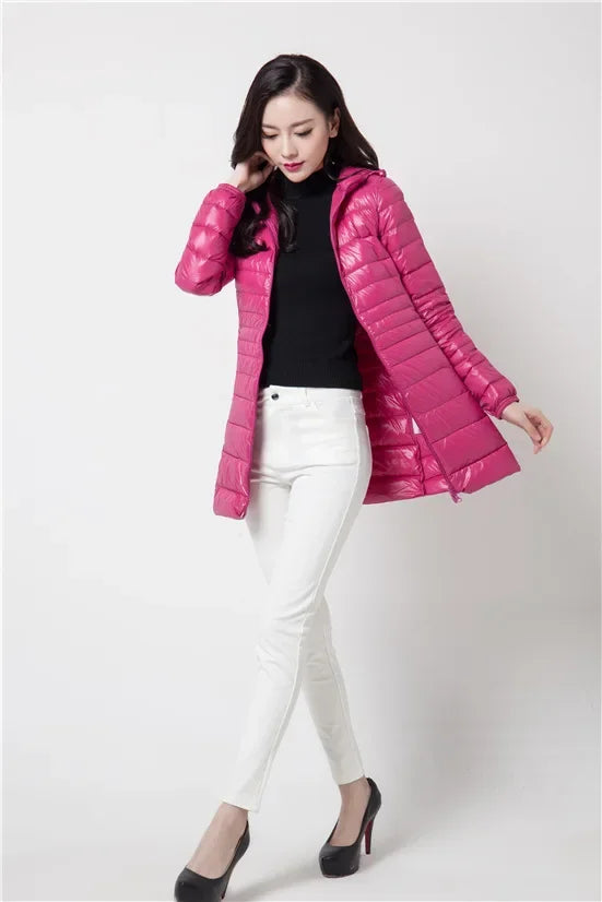 Plus Size Down Jacket 2025 New Arrivals Women Hooded Ultra Light